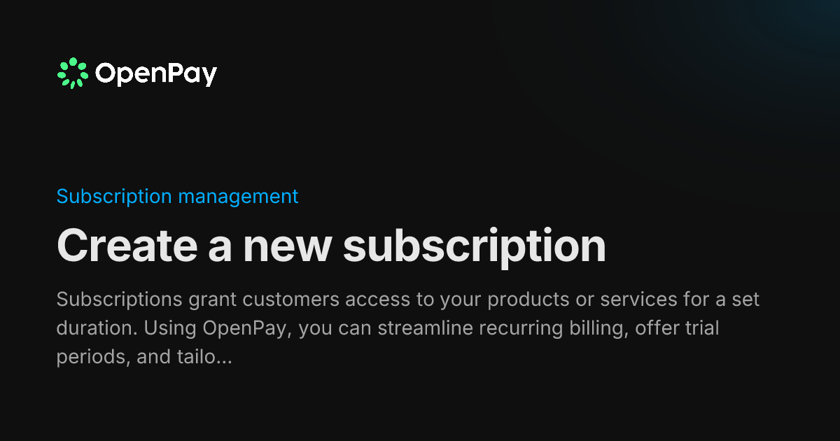 Create a new subscription
